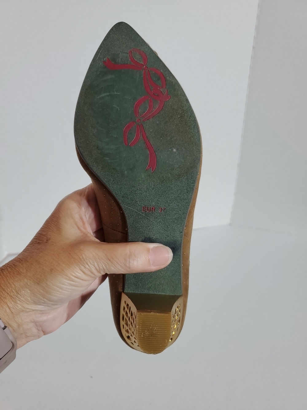 Poetic License Darla's Dream 6.5 Brown Mary Jane Heels Gold Embellishments - Picture 10 of 10